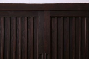 アンティーク家具　明治期　六尺　縦桟四枚引き戸　収納箪笥サイドボード(水屋箪笥)(2)