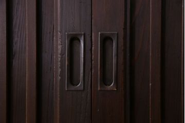 アンティーク家具　明治期　六尺　縦桟四枚引き戸　収納箪笥サイドボード(水屋箪笥)(2)