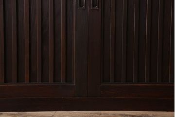 アンティーク家具　明治期　六尺　縦桟四枚引き戸　収納箪笥サイドボード(水屋箪笥)(2)