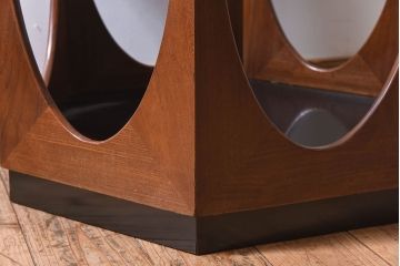 G-plan(ジープラン)　北欧ビンテージ　Fresco(フレスコ)　ガラストップヘキサゴンテーブル(コーヒーテーブル)