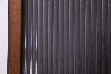 アンティーク　レトロな古い木味の銀モールガラス入り引き戸2枚セット(窓)(2)