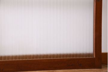 アンティーク　レトロな古い木味の銀モールガラス入り引き戸2枚セット(窓)(2)