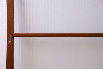アンティーク　レトロな古い木味の銀モールガラス入り引き戸2枚セット(窓)(2)