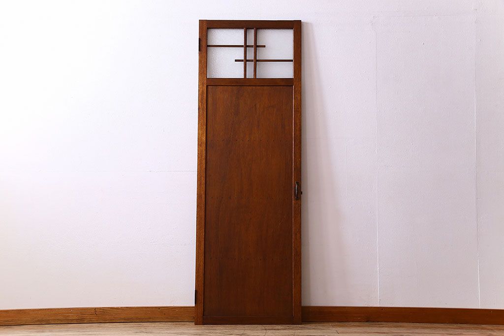 ダイヤ・銀モールガラス入り!昭和レトロな木製アンティークドア(扉)