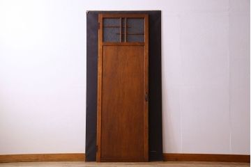 ダイヤ・銀モールガラス入り!昭和レトロな木製アンティークドア(扉)