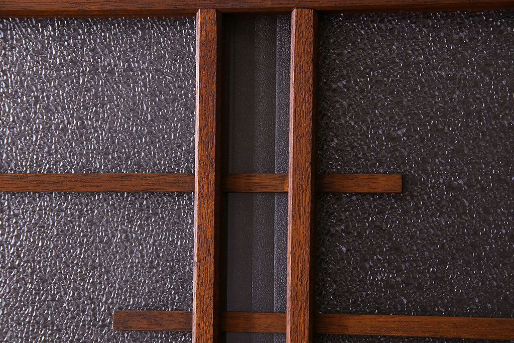 ダイヤ・銀モールガラス入り!昭和レトロな木製アンティークドア(扉)