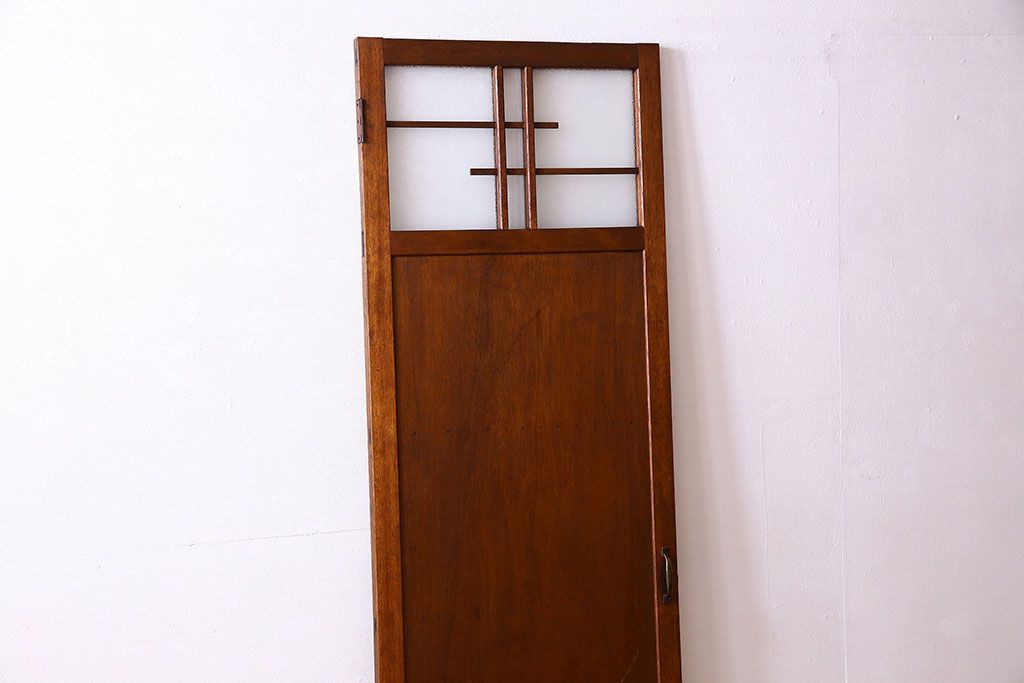 ダイヤ・銀モールガラス入り!昭和レトロな木製アンティークドア(扉)