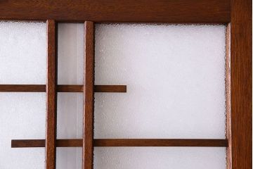 ダイヤ・銀モールガラス入り!昭和レトロな木製アンティークドア(扉)