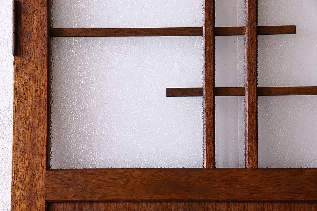 ダイヤ・銀モールガラス入り!昭和レトロな木製アンティークドア(扉)