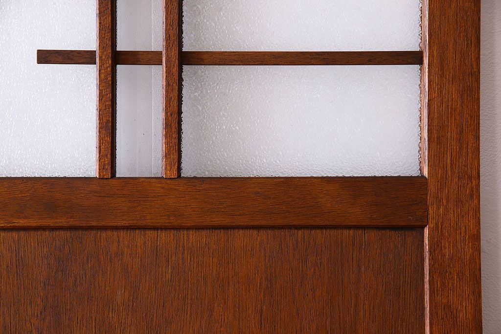 ダイヤ・銀モールガラス入り!昭和レトロな木製アンティークドア(扉)