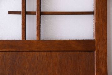 ダイヤ・銀モールガラス入り!昭和レトロな木製アンティークドア(扉)