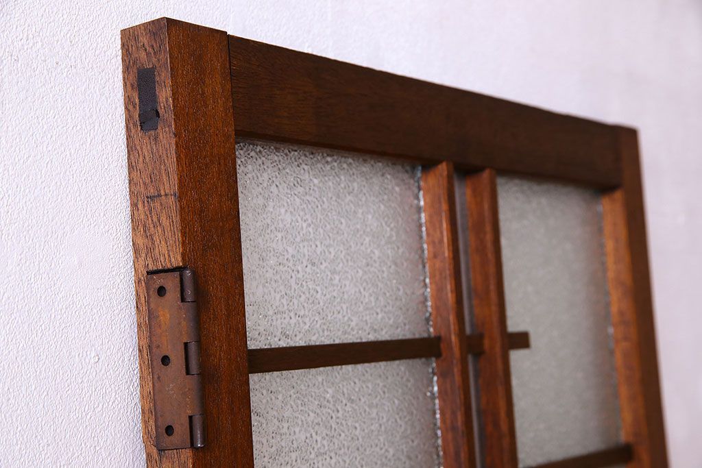 ダイヤ・銀モールガラス入り!昭和レトロな木製アンティークドア(扉)