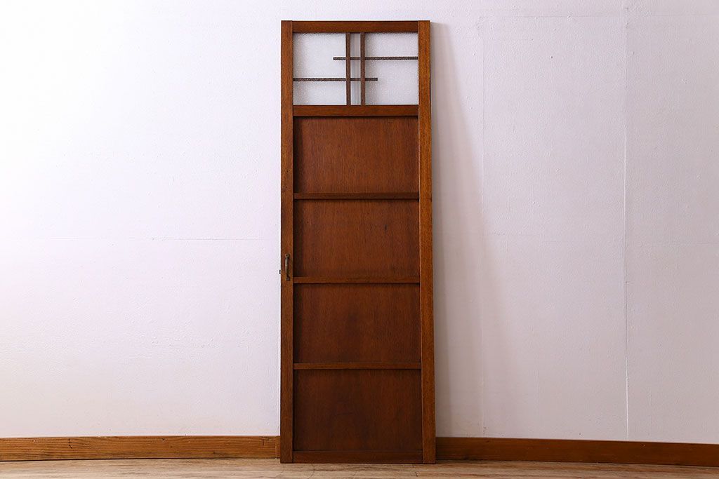 ダイヤ・銀モールガラス入り!昭和レトロな木製アンティークドア(扉)