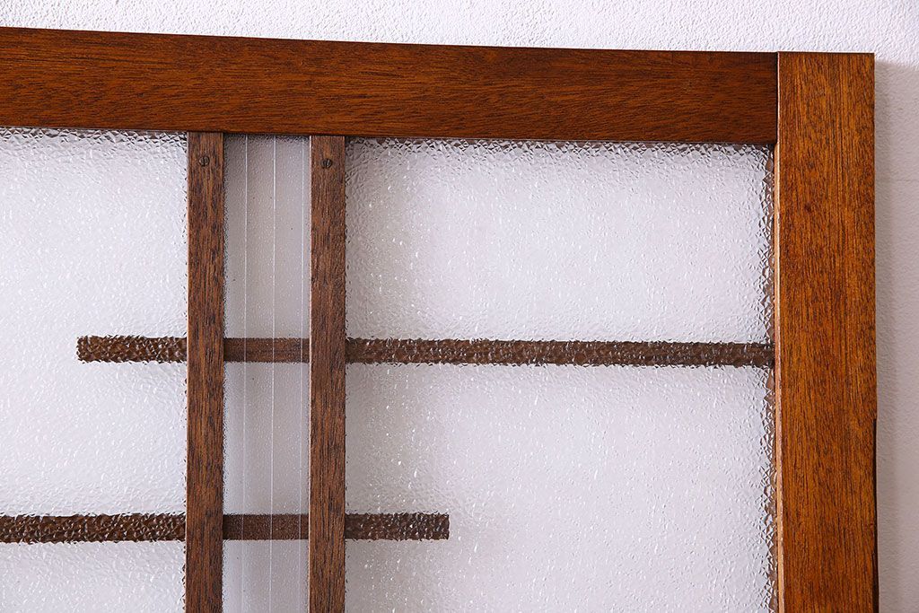 ダイヤ・銀モールガラス入り!昭和レトロな木製アンティークドア(扉)