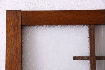 ダイヤ・銀モールガラス入り!昭和レトロな木製アンティークドア(扉)