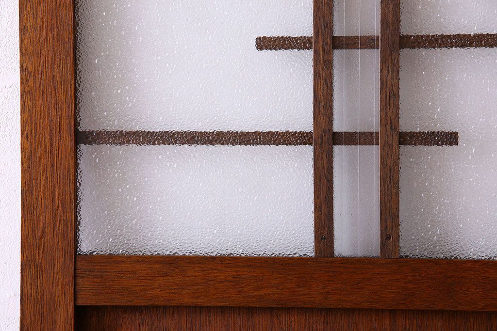 ダイヤ・銀モールガラス入り!昭和レトロな木製アンティークドア(扉)