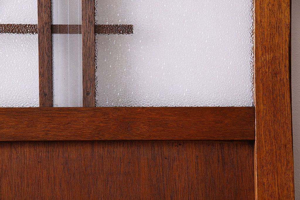 ダイヤ・銀モールガラス入り!昭和レトロな木製アンティークドア(扉)