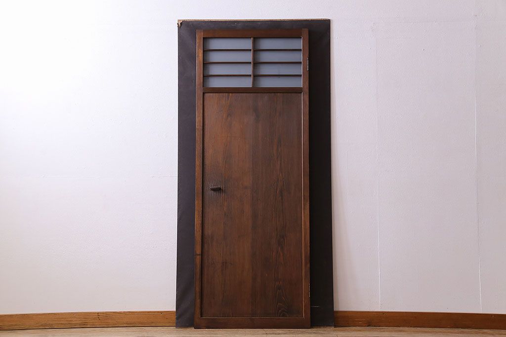 すりガラス入り!昭和大正期のレトロな木製アンティークドア(扉)