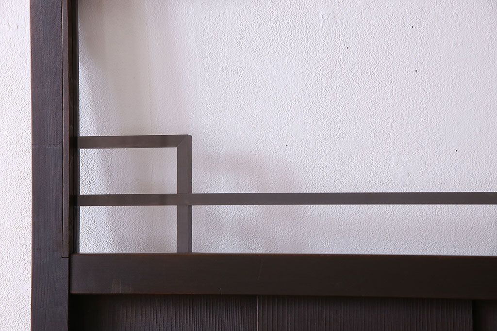 ガラス窓付き　昭和大正期　柾目材!レトロな木製アンティークドア(扉)