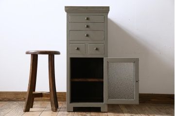 アンティーク家具　アンティークペイント　両面デンタルキャビネット