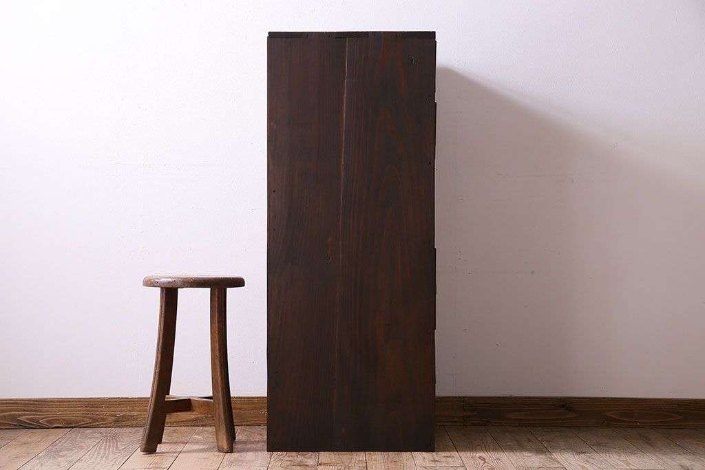 アンティーク家具　前面欅材　大正期　古い木の上質な縦型引き出し　アンティーク