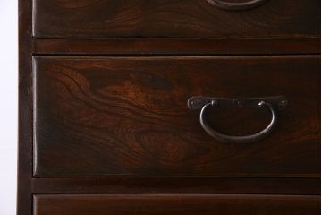 アンティーク家具　前面欅材　大正期　古い木の上質な縦型引き出し　アンティーク