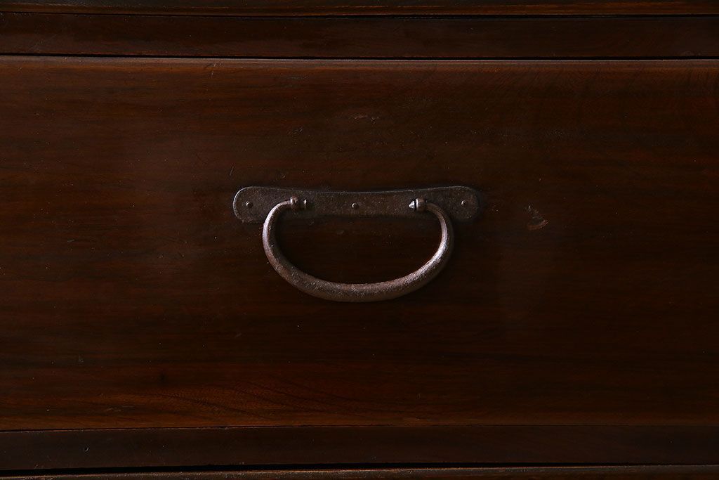 アンティーク家具　前面欅材　大正期　古い木の上質な縦型引き出し　アンティーク