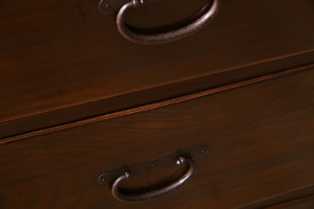 アンティーク家具　前面欅材　大正期　古い木の上質な縦型引き出し　アンティーク