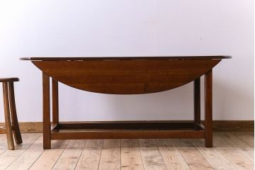 ヴィンテージ家具　北欧ビンテージ　シンプルなエクステンションテーブル(バタフライテーブル、ダイニングテーブル、2人掛け、4人掛け、食卓)(R-024195)