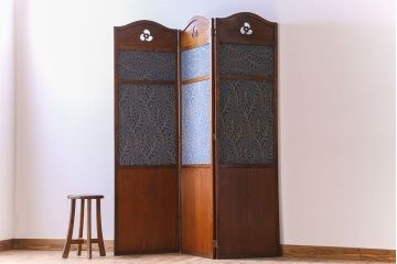 アンティーク雑貨　オーク材　イギリスアンティーク　屏風スクリーン(パーテーション)
