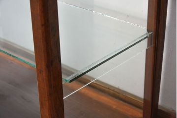 アンティーク家具　総欅材製　上手物の結霜ガラス入りアンティークガラスケース(ショーケース)