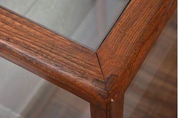 アンティーク家具　総欅材製　上手物の結霜ガラス入りアンティークガラスケース(ショーケース)