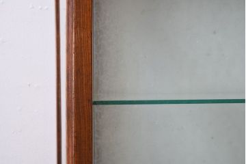 アンティーク家具　総欅材製　上手物の結霜ガラス入りアンティークガラスケース(ショーケース)