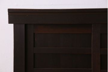 アンティーク家具　古民具・骨董　五尺　四枚引き戸の収納箪笥ローボード(水屋箪笥)(2)