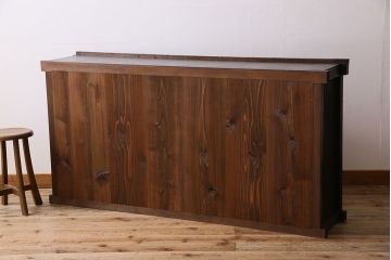 アンティーク家具　古民具・骨董　五尺　四枚引き戸の収納箪笥ローボード(水屋箪笥)(2)