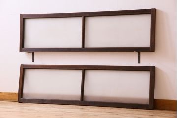 昭和レトロ　すりガラス入り!古い木製の明り取り2枚セット