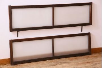 昭和レトロ　すりガラス入り!古い木製の明り取り2枚セット