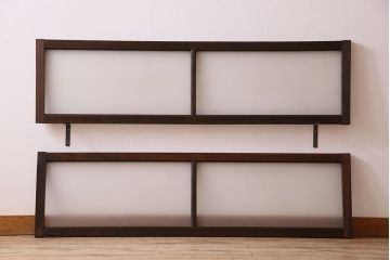 昭和レトロ　すりガラス入り!古い木製の明り取り2枚セット