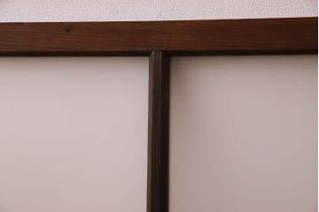 昭和レトロ　すりガラス入り!古い木製の明り取り2枚セット