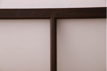 昭和レトロ　すりガラス入り!古い木製の明り取り