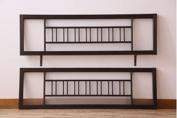 昭和レトロ　モールガラス・すりガラス入り!古い木製の明り取り2枚セット