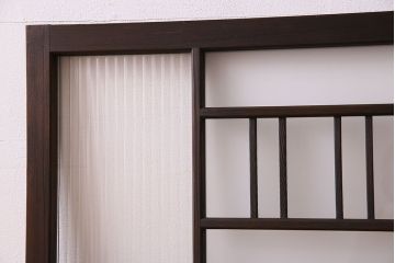 昭和レトロ　モールガラス・すりガラス入り!古い木製の明り取り2枚セット