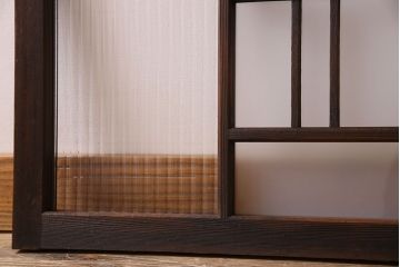 昭和レトロ　モールガラス・すりガラス入り!古い木製の明り取り2枚セット