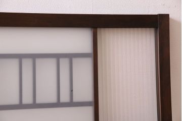 昭和レトロ　モールガラス・すりガラス入り!古い木製の明り取り2枚セット