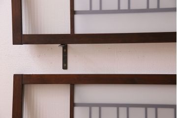 昭和レトロ　モールガラス・すりガラス入り!古い木製の明り取り2枚セット