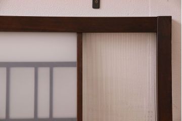 昭和レトロ　モールガラス・すりガラス入り!古い木製の明り取り2枚セット