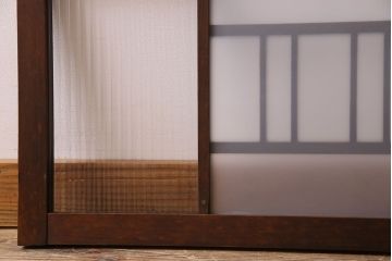 昭和レトロ　モールガラス・すりガラス入り!古い木製の明り取り2枚セット