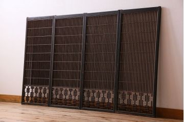 和製アンティーク　レトロデザイン　古い木の書院戸4枚セット