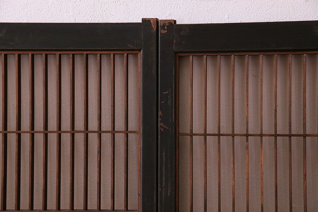 和製アンティーク　レトロデザイン　古い木の書院戸4枚セット