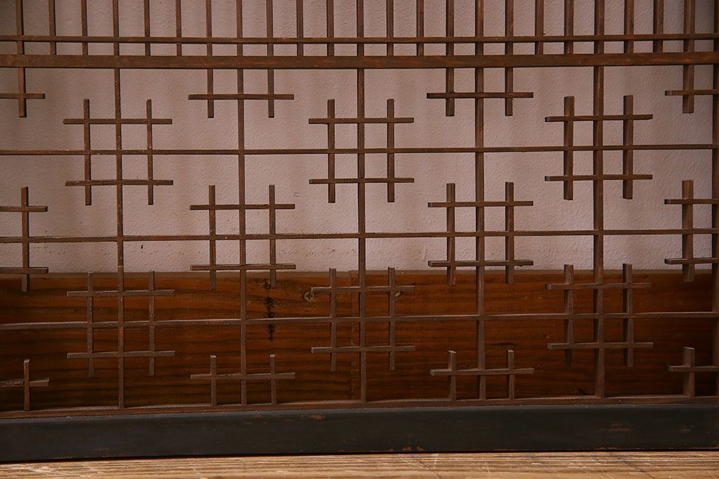 和製アンティーク　レトロデザイン　古い木の書院戸4枚セット